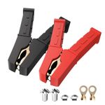 Cleqee 2PCS Heavy Duty Crocodile Clamps Pure Copper 500A 500A, Red and Black 