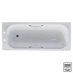 Elementa 1700x700mm Anti-Slip Steel Straight Bath with Grips White 2 Tap Holes