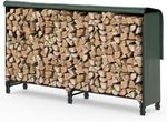 Firewood Log Rack with Cover, Metal Log Store Outdoor, 200 x 40 x 115 cm
