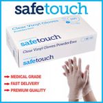 100 Disposable Clear Vinyl POWDER & LATEX FREE Gloves Medical & Food Grade