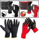 1, 12 or 24 Pairs Black Nylon PU Safety Work Gloves Builders Grip Gardening