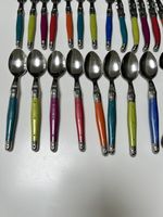 39 piece Laguiole Iridescence cutlery. Forks, knives, spoons, & butter knives