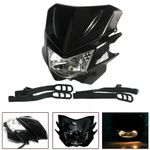 UNIVERSAL MOTORCYCLE FAIRING HEADLIGHT BLACK For STREETFIGHTER MOTORBIKE 12V 35W