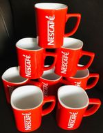 Set of 8 Original NESCAFÉ Collectible Ceramic Coffee Mugs – 250ml Vintage Red Cu