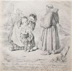 Alfred Bournye Monk Child Low German Humour Cartoon Signed Pencil 19thC