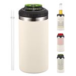 16oz Stainless Steel Can Cooler Insulated Slim Cans Bottles, Beige, 1 Pcs