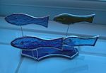 Stained glass suncatcher fish shoal - free standing
