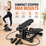 Mini Stepper Machine w/Resistance Bands for Full-Body Workout | Home Cardio Step