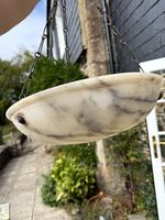Vintage Alabaster Plafonnier Bowl Ceiling Light – Three Chain Pendant