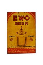 Vintage EWO Beer Tin Calendar Advertising Sign Spencer & Co Ltd British 13x9" I3