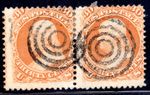 US 1861 SCOTT 71 THIRTY CENTS FRANKLIN PAIR USED BULLS EYE CANCEL F VF