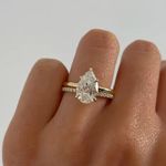 Moissanite Bridal Set Engagement Ring 2.50 Carat Pear Cut Solid 14K Yellow Gold