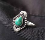 Sterling Silver Turquoise Teardrop Leaf Ring Sz 7 Southwestern Raindrop