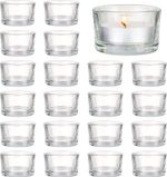Set of 12/24/36/48 Circle Tea Light Candle Holders Clear Glass Design Stylish
