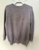 Woman’s Taupe Crew Neck Pullover Jumper Star Pattern Long Sleeve L