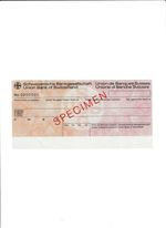 UNION BANK OF SWITZERLAND SPECIMEN   TRAVELLERS  CHEQUE