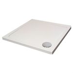 White Square Stone Resin Premium Shower Tray with Corner Waste Position, 800 x 8