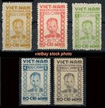 NORTH VIETNAM 1946 Viet Minh Issue Ho Chi Minh Complete Set 1L57-1L61 MNH