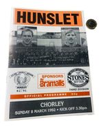 Rugby Programme Hunslet Vs Chorley March 1992 Vintage ra