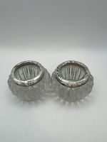 Antique 1929 Sterling Silver Rim Cut Glass Salt Cellars Pair London D.L