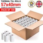 Till Rolls 57x40 Thermal Roll Credit Card Machine Receipt Paper PDQ 100 Rolls