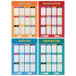 Educational Math Poster Pack of 4 Multiplication Subtraction Division Addition