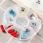 7 Day Round Pill Box Medicine Tablet Organizer Weekly Medication Storage Case UK