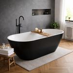 1645mm Freestanding Bath Matt Black & White Double Ended Modern Soaking Tub