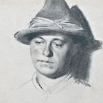 Konrad Evil Man Portrait Felt Hat Southern Germany Realism Drawing c1900