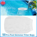 50Pcs Pool Skimmer Socks Elastic Swimming Pool Garbage Filter Bag White
