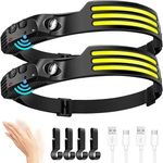 2X LED Head Torch Rechargeable Waterproof COB Headlamp Motion Sensor Headlight