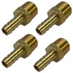 BRASS PIPE CONNECTOR x 4 NOZZLE 3/8 MALE x 8mm NIPPLE FOR FLEXIBLE GAS PIPE