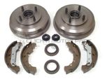 FORD FIESTA MK6 02-07 REAR 2 BRAKE DRUMS SHOES FITTED WHEEL BEARINGS + ABS RINGS