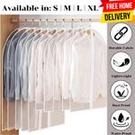 10x Clear Polythene Garment Cover Suit Dress Coat Dust Protector Travel Zip Bags