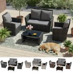 BIRCHTREE Rattan Garden Furniture Set Armchair Sofa Glass Table Outdoor Patio 02