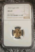 2026 MS 69  American Gold Eagle 1/10 oz $5 - BU
