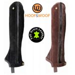New Ladies Mens Genuine Leather Washable Horse Riding Zip Half Chaps Gaiter Size