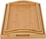 Vencier Bamboo Serving Trays Set of 3 Wooden Platters with Handles Lightweight!