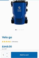 Pacvac Velo Go Cordless Battery Backpack Vacuum, Bagged HEPA + Tools