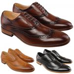Mens Leather Wedding Shoes Smart Fashion Wedding Formal Brogues Shoe UK 6 - 13