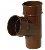 FLOPLAST 68mm Round 67 Degree Downpipe Branch - Brown - 2 PACK