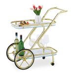 Serving trolley on wheels Portable Brass Frame Serving Cart Utility serving cart