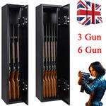 3/6 Guns Security Lockable Safe Cabinet Storage Shotgun Rifle Firearm w/ Locks