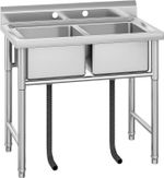 YITAHOME Boxed Kitchen Commercial Restaurant Double Sink Stainless Steel 