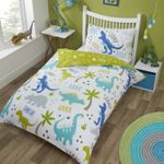 Roarsome Dinosaur Toddler Junior Bedding Set Cot Bed Duvet Quilt Cover Green New