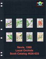 $8.60 Scott Value - 1990 NEVIS Orchids Flowers Caribbean CV MNH NH UMM