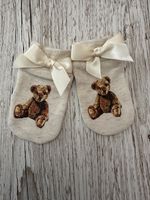  Teddy Bear scratch mitts with a cream bow.new baby.baby Gift.Baby Shower 