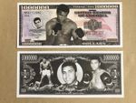 Two Muhammed Ali One Million Dollars Doublesided Novelty Banknotes. FREE P&P
