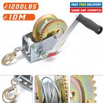 Manual Hand Winch 1200lbs Boat Trailer Caravan 4mm 33ft Strap Marine Puller New