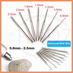 Diamond Coated Drill Bits Glass Tile Jewellery 0.8mm 1mm 1.2mm 1.5mm 1.8mm 2.5mm